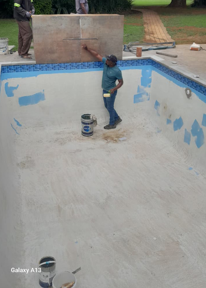 Pool coating and wall finish installation in Wapadrand Pretoria
